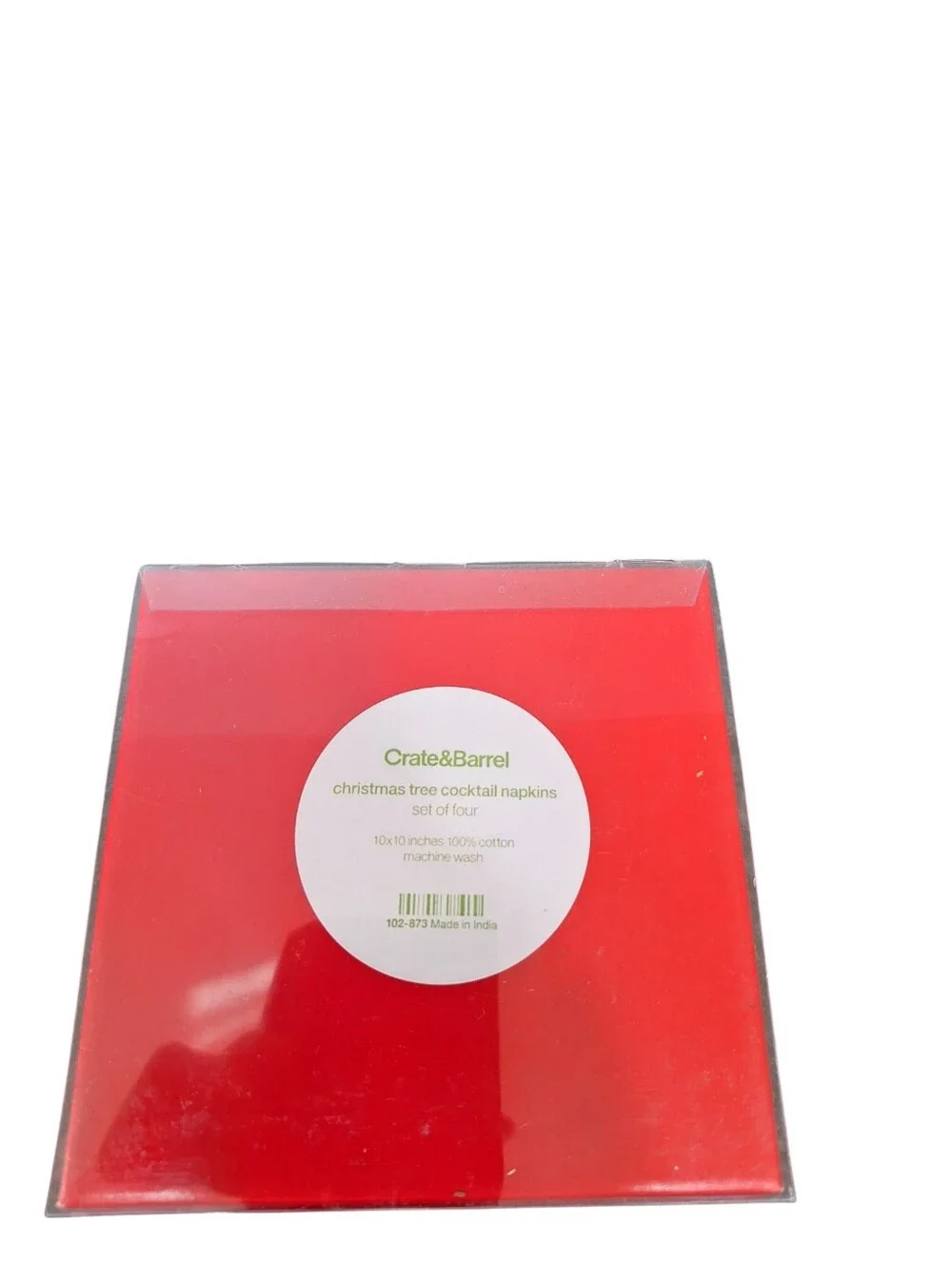 Crate & Barrel Christmas Tree Pattern Cotton Cocktail Napkins Set of 4 New